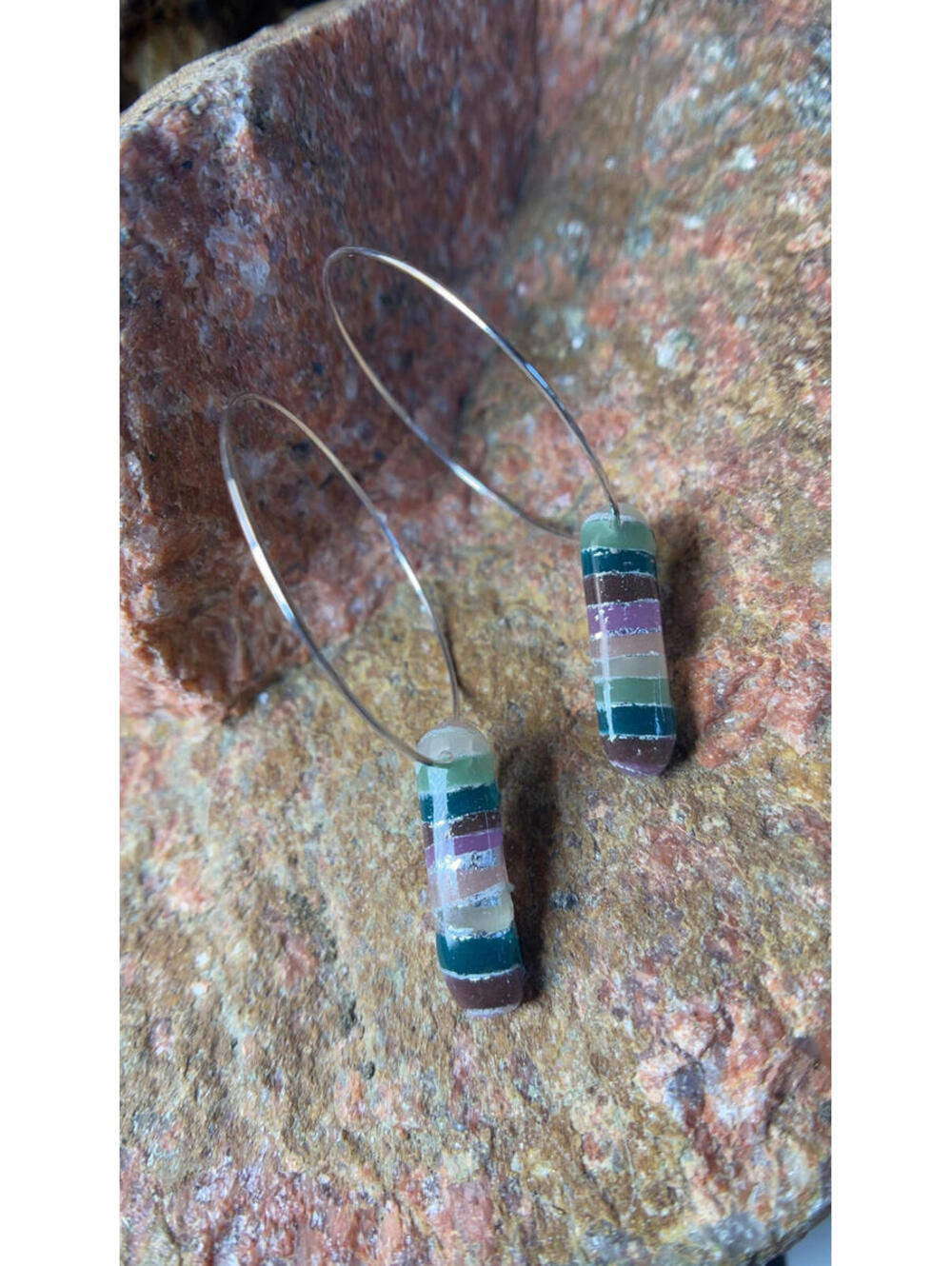Horisont Coastal Dreams Striped Hoop Earrings